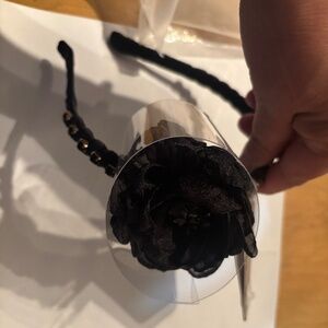 Black Rose Headband with Diamond Cut